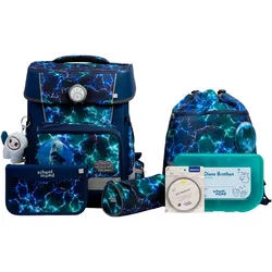 SCHOOL-MOOD® Schulranzen Champion Pro (Set, 7-tlg), mit LED-Patchy blau