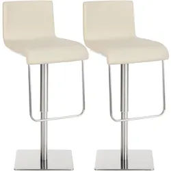 CLP Barhocker 2er Set Lederlook Creme , Textil , 41x80x46 cm , Esszimmer, Barmöbel, Barhocker