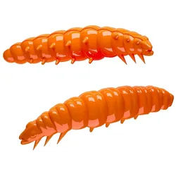 Libra Lures Kunstköder LIBRA LURES LARVA 35mm - Käse - Forelle Larve Angeln Gummi 12 St., (Spar-Set), Tolle Farbe und sehr Detailgetreu orange
