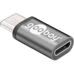GOOBAY 56635 - USB C Stecker auf USB 2.0 micro B Buchse, schwarz/grau