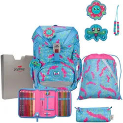 DerDieDas ErgoFlex Schulrucksack-Set 5-teilig mit Sportbeutel Happy Pixel