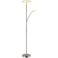 GLOBO LIGHTING LED Stehlampe, LED-Leuchtmittel fest verbaut, Warmweiß, Stehlampe Deckenfluter Leseleuchte LED Flexospot Drehdimmer Glas silberfarben