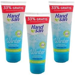 Handsan Handcreme 3x 100ml Handsan Winter Handcreme 2in1 I mit Shea & Cocoa Butter, 3-tlg., 24h Feuchtigkeit mit Shea & Cocoa Butter PH Neutral