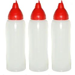 GVK ECO 3 rote Quetschflaschen 750 ml tropffrei Ketchupflaschen Senfflasche Mayonaiseflasche