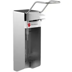 Desinfektionsmittelspender UNI-PRO 05K L, Kunststoffpumpe, Seifen- und Desinfektionsspender ideal für die hygienische Ellbogenbetätigung, Aluminium-Gehäuse, mattsilber eloxiert, 500 ml, langer Hebel