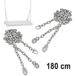 JustFun Einzelschaukel Schaukelkette für Schaukelsitz Schaukel Kette Kettensatz 5mm, Kettenset, verzinkt, Schaukelkette, 180cm grau|silberfarben 180 cm x 0,5 cm x 0,5 cm
