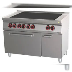 Elektroherd mit 6 Coup de Feu-Platten und statischem Elektrobackofen GN 2/1 120 - Linie 700 C7FOE6PFS120 Casselin