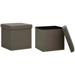 vidaXL Hocker Hocker mit Stauraum 2 Stk. Braun Leinenoptik (2 St) braun