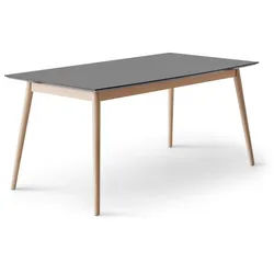 Hammel Furniture Esstisch Meza Designtisch mit Auszugsfunktion und 2 Einlegeplatten, bootsförmige Tischplatte MDF, Eiche Massivholzgestell grau 210 cm x 73,5 cm x 100 cm