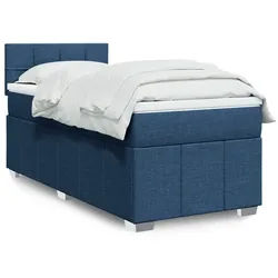 vidaXL Boxspringbett, Boxspringbett mit Matratze Blau 90x200 cm Stoff