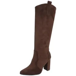 Ital-Design Elegante Damenstiefel mit Blockabsatz für Alltag und Freizeit High-Heel-Stiefel (91154687) Blockabsatz Stiefel in Braun braun 37 EU