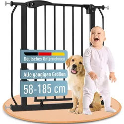 ib style Türschutzgitter Berrin Treppengitter ohne Bohren 67-75cm schwarz, Getestet in Deutschland, 2-fach Sicherung, Babygitter bis 24 Monaten schwarz