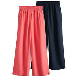Next Dehnbund-Hose 2 x Hose aus Stretch-Leinenmix mit weitem Bein (2-tlg) blau 39
