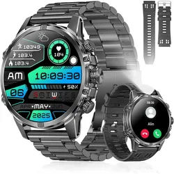 Rogbid Smartwatch (4,6 cm, Android ios), Smartwatch mit AMOLED Display, 120 Sportmodi, Bluetooth Anrufe IP67 schwarz