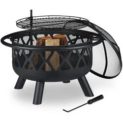 Relaxdays Feuerschale , Metall , 75x68.5x75 cm , Gartenmöbel, Balkonmöbel