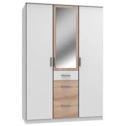 Carryhome Kleiderschrank , Weiß, Eichefarben , Kunststoff , 5 Fächer , 3 Schubladen , 135x199x58 cm , Made in Germany , Typenauswahl, Beimöbel erhältlich, umfangreiches Zubehör erhältlich, in verschiedenen Größen erhältlich, in verschiedenen Holzdekoren erhältlich , Schlafzimmer, Komplette Schlafzimmer und Serien, Schlafzimmerserien