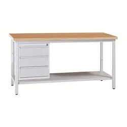 Gürkan Werkbank - 160 cm breit mit 2+1 Schüben grau, 160x84x60 cm