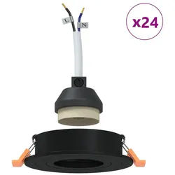 vidaXL Deckenleuchten 9 x 9 x 2 cm Einbaustrahler 24 Stk Rund GU10 Schwarz Ø91 mm schwarz