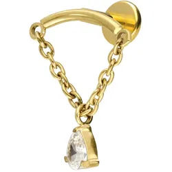 Titan Labret mit Innengewinde BOGEN + KETTE + KRISTALLTROPFEN