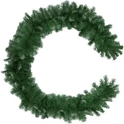 tectake Weihnachtsgirlande Holly, mit Schlaufe zum Aufhängen, grün , Grün , Kunststoff , Freiform , 270 cm , Dekoration, Weihnachtsdekoration, Dekoblumen