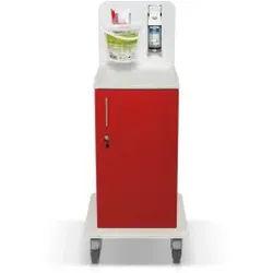 ETERNASOLID MULTICART Desinfektionswagen T11 mit Spenderhalterung, Reinigungswagen mit Desinfektionsspender für 500 ml Euroflaschen, Farbe: rot