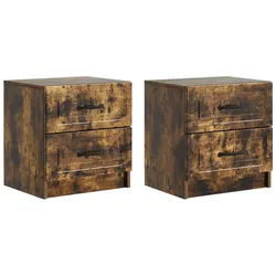 vidaXL Nachttisch 43 x 34,5 x 44,5 cm Nachttisch 2er Set Nachtschrank Geräucherte Eiche braun