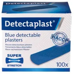 Detectaplast Elastic Pflaster, detektierbar und elastisch, HACCP-konforme Wundpflaster für die Anwendung in der Lebensmittelindustrie, Maße 25 x 72 mm, 100 Stück