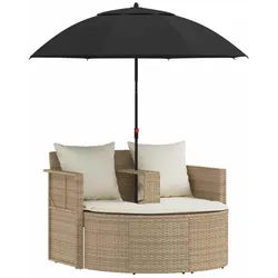 vidaXL Gartenliege Garten-Sofa mit Kissen 8 pcs Beige und Cremeweiß Poly-Rattan, 8 St.