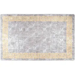 vidaXL Teppich Waschbar 80x150 cm Grau Rutschfest