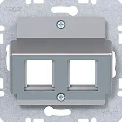 Hager WAF2165TA Zentralplatte 2-f.ach für Krone Jacks, 30° Schrägauslass, A.x/C.x/S.x/B.x/Q.x/K.x, titan matt