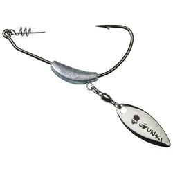 Gunki Fishing Offset-Haken Gunki Flash Texas Offset-Haken Gewichtet mit Spinnerblatt, (Packung, 2-St) silberfarben 2/0 2,5g