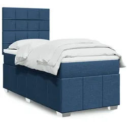 vidaXL Boxspringbett, Boxspringbett mit Matratze Blau 100x200 cm Stoff
