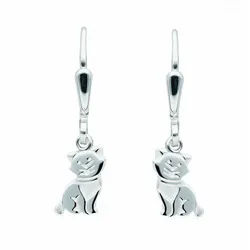 Adelia ́s Paar Ohrhänger Damen 925 Silber Ohrringe Ohrhänger Katze, Silberschmuck für Damen silberfarben