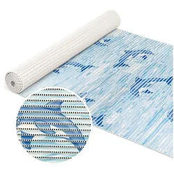 ANRO Schaum-Badematte Antirutschmatte Weichschaummatte Badezimmer Entspannung, Höhe 5 mm, strapazierfähig, Drainage Effekt, Rillen, wasserdurchlässig, rutschhemmend, pflegeleicht, Weich, Rutschfest, Rutschhemmend, Schnelltrockend, mit Drainagelöchern, Modern, Praktisch, PVC, Eckig, Geprägt blau Eckig | 65 cm x 120 cm x 5 mm