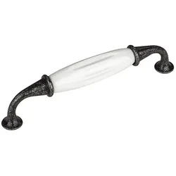SO-TECH® Möbelgriff Porzellangriff JOHANNA BA 96 - 160 mm - incl. Schrauben, Vintage Landhaus Griff Schrankgriff Schubladengriff - incl. silberfarben Bohrlochabstand: 128 mm