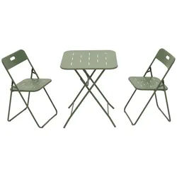 Odikalo Balkonset Gartenmöbel-set mit klappbarer Aufbewahrung, (Outdoor 3-Piece Foldable Bistro Set E coating Folding Outdoor Patio Furniture Sets 2 Chairs and 1 Table Weather-Resistant Outdoor/Indoor Conversation Set for Patio) grün
