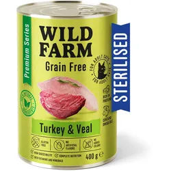 WILD FARM Premium Grain Free Turkey and Veal 400g - getreidefreies Futter für sterilisierte Katzen