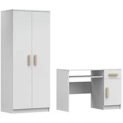 Deine Möbel 24 Kinderzimmer-Set Inge IV 2-teilig in Weiß/Eiche Sonoma , Weiß, Sonoma Eiche , Holzwerkstoff , 190x192x50 cm , Babymöbel & Kindermöbel, Kinderzimmer & Jugendzimmer, komplette Jugendzimmer
