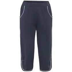 Stoffhose GOLDNER "Stilvolle Sommerhose mit Schlupfbund", Damen, Gr. 42, N-Gr, blau (marine, weiß), Obermaterial: 60% Baumwolle CO. 35% Polyester PES. 5% Elasthan EL., normal, Hosen Stoffhose, abgerundeter Saum, kleine Seitenschlitze