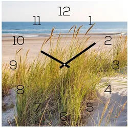 Levandeo® Wanduhr (Wanduhr Alu-Dibond 30x30cm Uhr Alubild Strand Meer Düne Urlaub)