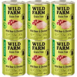 WILD FARM Premium getreidefreies Wildschwein und Huhn 6x400g - getreidefreies Katzenfutter