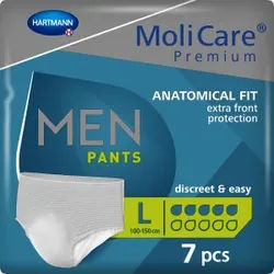 MoliCare® Premium Men Pants Inkontinenzhosen 5 Tropfen, Anatomisch geformte Inkontinenzhosen speziell für Männer, 1 Beutel = 7 Stück, Größe L