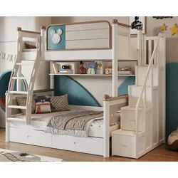 Xlmoebel Etagenbett XLMOEBEL Hochbett aus Holz mit Rutsche und Stauraum in Weiß, Made in Europa