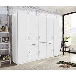 priess Kleiderschrank wahlweise mit Kranzbeleuchtung weiß 230 cm x 193 cm x 55 cm