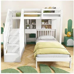 STILVORA Etagenbett 90×200 Kinderbett mit Matratze,Bettgestell mit Schreibtisch & Regal (mit Schreibtisch und Regale, mit Lattenrost, multifunktionales Kinderbett, Stauraumfunktion), schön und stilvoll weiß