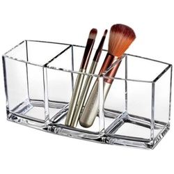 Rnemitery Make-Up Organizer Acrylic Pinselhalter, 3 Fächern Make Up Organizer, Klarer Organizer, 1-tlg.