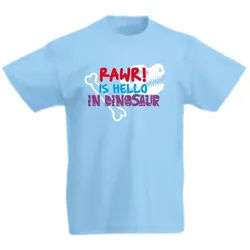 G-graphics T-Shirt Rawr! is hello in dinosaur Kinder T-Shirt, mit Spruch / Statement blau 140
