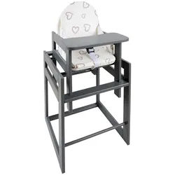 My Baby Lou Kombihochstuhl , Grau , Holz , Buche , Hartholz , EN 14988 , Essbrett abnehmbar, Schrittgurt, 3-Punkt-Gurt, Tablett , Füttern