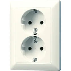 Jung AS5020U 2-fach Schutzkontakt-Steckdose, Duroplast, Serie AS, weiß (ivory)