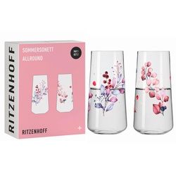 Ritzenhoff Longdrinkglas , Lila, Rot, Pink , Glas , 2-teilig , 614 ml , Fsc, Made in Germany , Gläser, Trinkgläser